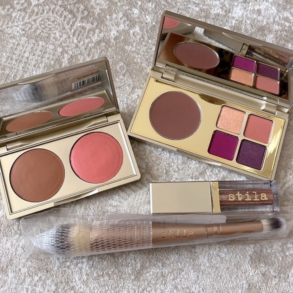 Brand New Stila Bundle Cheek Lip Eye Palette Complexion Brush Blush Bronzer Duo